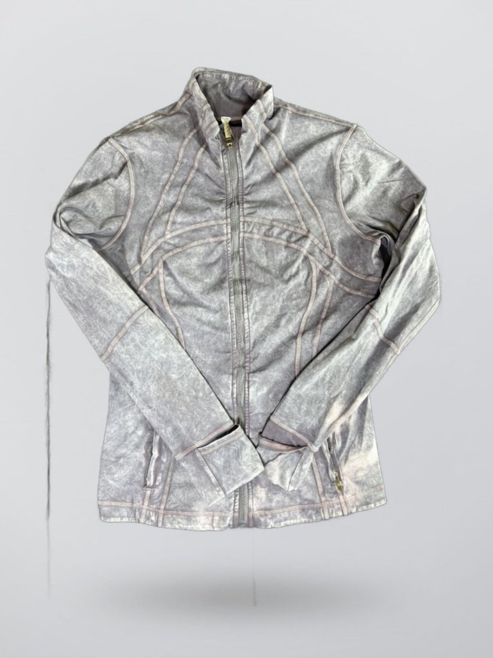 Lululemon Define Luon Light Full Zip Women’s Size 10 Color Grey Distressed Grung